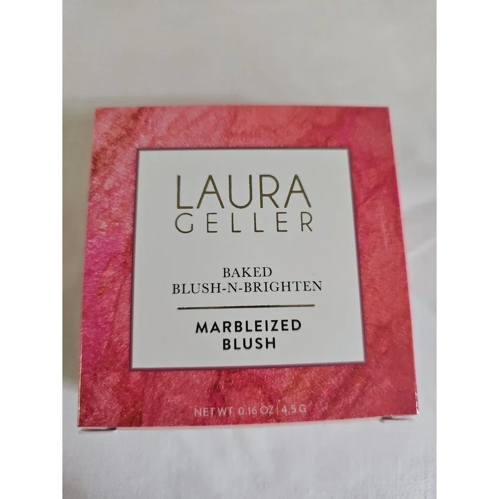 New Laura Geller Baked Blush-Brighten Marbleized Blush Pink Buttercream